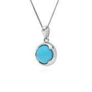 Turquoise Pendentif, Argent Sterling Rond Turquoise Pendentif sur 45cm Chaîne