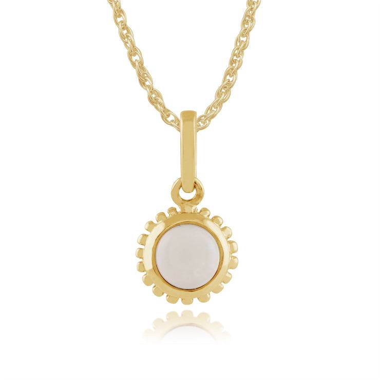 Pendentif et Boucles d'Oreilles Clou Boho Or Jaune 375 Opale serti Clos