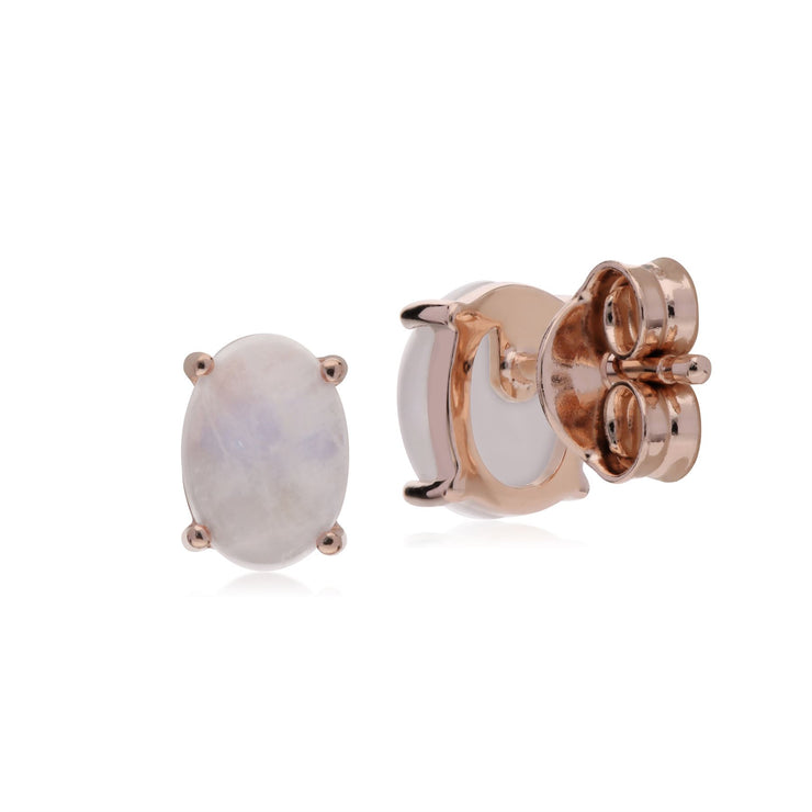 s Plaqué or Rose Argent Sterling Pierre de Lune Arc-En-Ciel Boucles D'Oreilles Ovales Clous