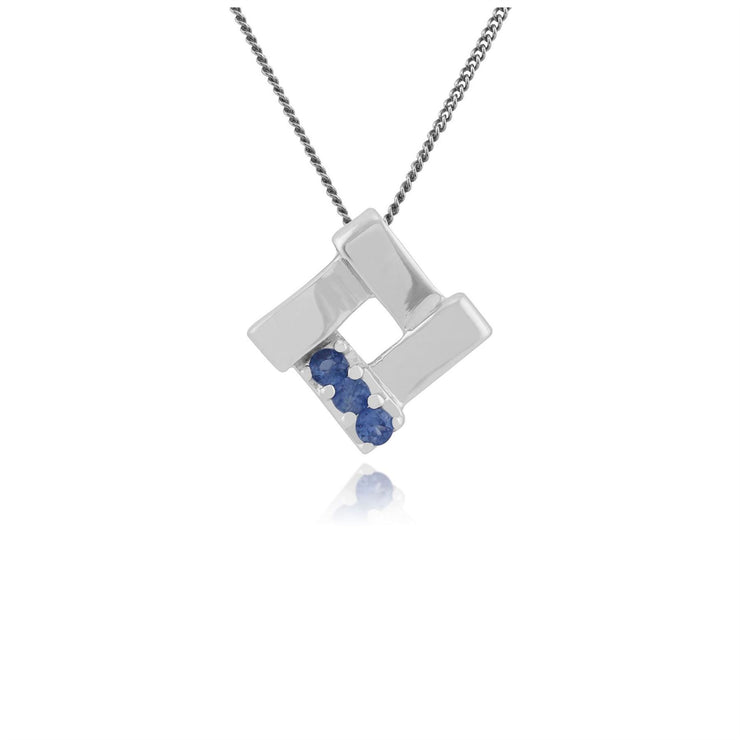 Pendentif Croisé Carré Classique Argent 925 Trois Emeraude
