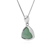 Jade pendant, Argent Sterling Prism Pain de Sucre Jade Pendentif sur 45cm Chaîne