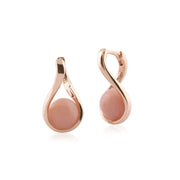 Boucles d'Oreilles Kosmos Argent 925 Plaqué Or Rose Opale Rose Boule