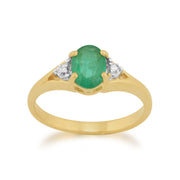 Gemondo Émeraude Bague, 9 CT or Jaune 0,75 CT Émeraude & Bague Solitaire Diamant