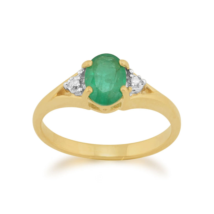 Gemondo Émeraude Bague, 9 CT or Jaune 0,75 CT Émeraude & Bague Solitaire Diamant