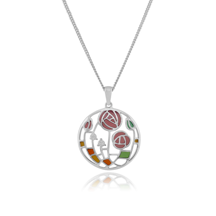 Collier Style Rennie Mackintosh Argent 925 Topaze Rose Cercle