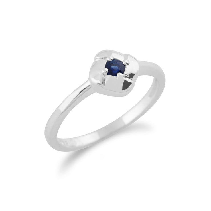 Gemondo Bague Saphir, 925 Sterling Silver 0.13ct Saphir Carré Croisé Bague