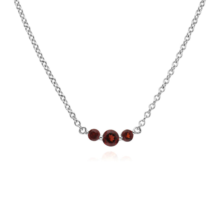 Argent Sterling Trois Pierres Grenade Rond Dégradé 45cm Collier