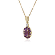 s 9 CT or Jaune Améthyste & Diamant Ovale Serti Pendentif sur 45cm Chaîne