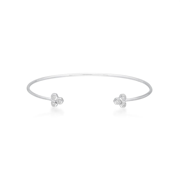 Bracelet Jonc Trilogie Géométrique Or Blanc 375 Diamant