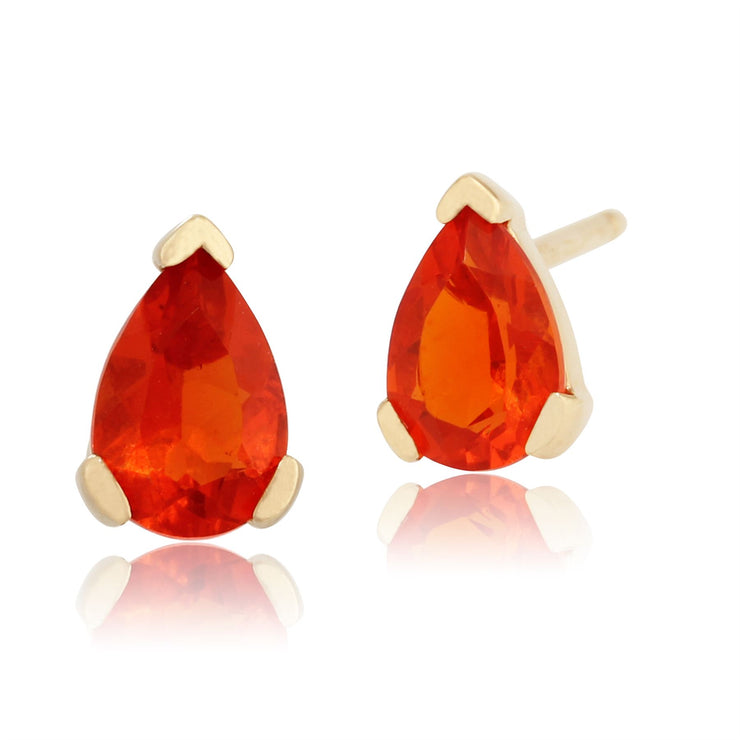 Boucles d'Oreilles Clou Classique Or Jaune 375 Opal de Feu Poire