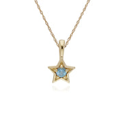 Pendentif et Boucles d'Oreilles Etoile Contemporaine Or Jaune 375 Topaze Bleue