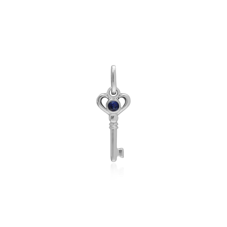 Pendentif Classique Cadenas Cœur Torsadé Argent 925 et Charms Clé Saphir