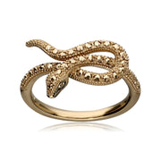 Bague Serpent Argent 925 Plaqué Or avec Marcassite