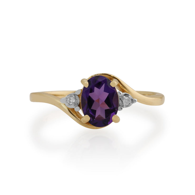 Gemondo 9ct Yellow Gold 0.71ct Amethyst & Diamond Ring