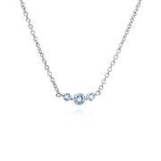 s Argent Sterling Trois Pierres Topaze Bleu Rond Dégradé 45cm Collier