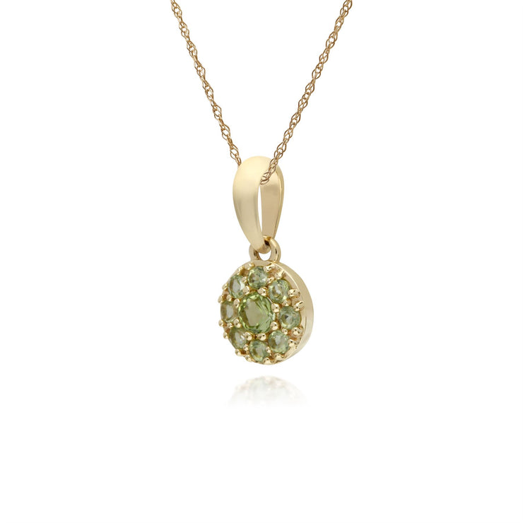 s 9 CT Péridot or Jaune Rond Serti Pendentif sur 45cm Chaîne