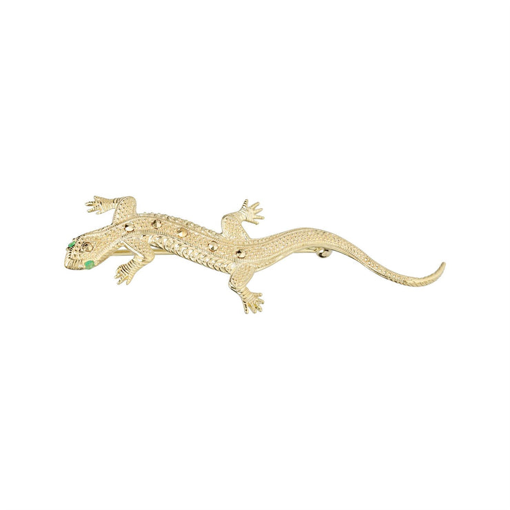 Broche Gecko Marcassite et Emeraude