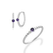 Bague et Boucles d'Oreilles Créoles Essentiel Argent 925 Améthyste