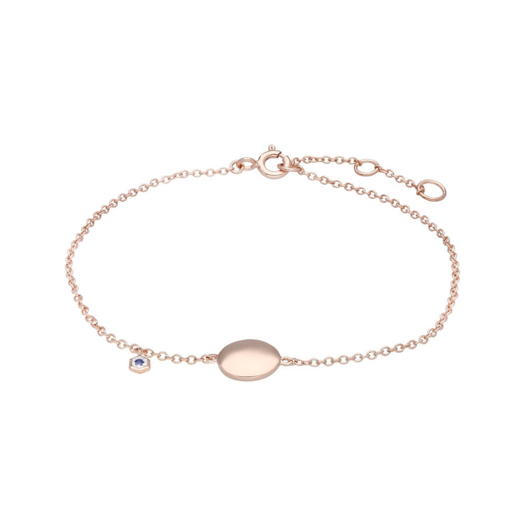 Bracelet à Graver Argent 925 Plaqué Or Rose Tanzanite