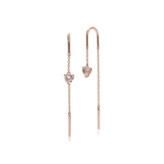 Boucles d'Oreilles Coeur Pendantes Fil Or Rose 375 avec Morganite
