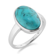 Gemondo Turquoise Bague, Argent Massif 925 3,50 CT Cabochon Ovale Turquoise Lunette Ensemble Cocktail Bague