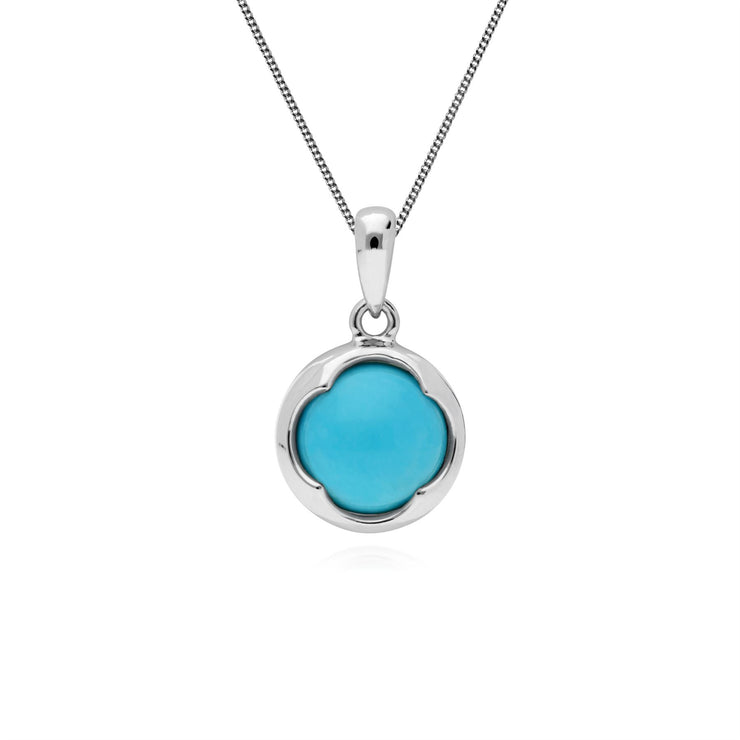 Turquoise Pendentif, Argent Sterling Rond Turquoise Pendentif sur 45cm Chaîne