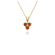 Pendentif Floral Or Jaune 375 Citrine et Diamant