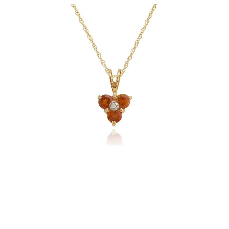 Pendentif Floral Or Jaune 375 Citrine et Diamant