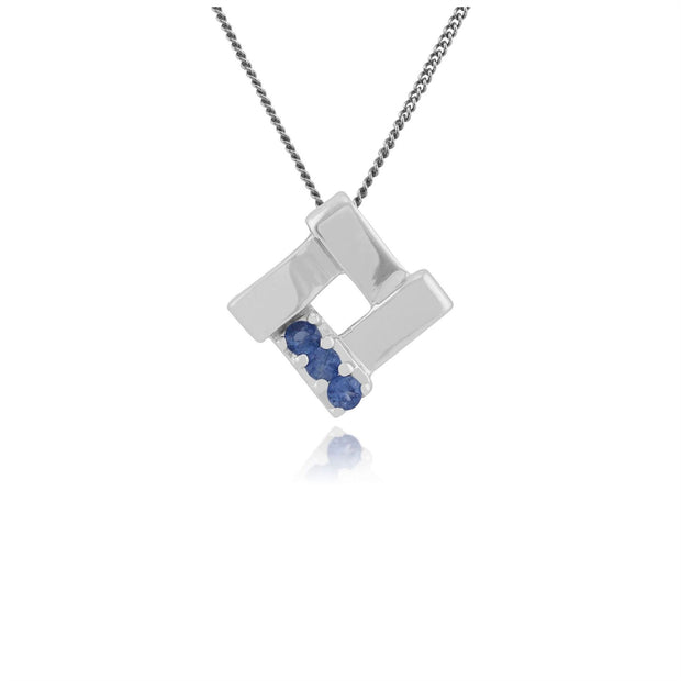 Pendentif Croisé Carré Classique Argent 925 Trois Saphir
