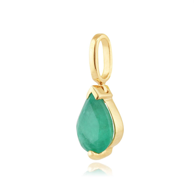 Pendentif Classique Or Jaune 375 Emeraude Poire