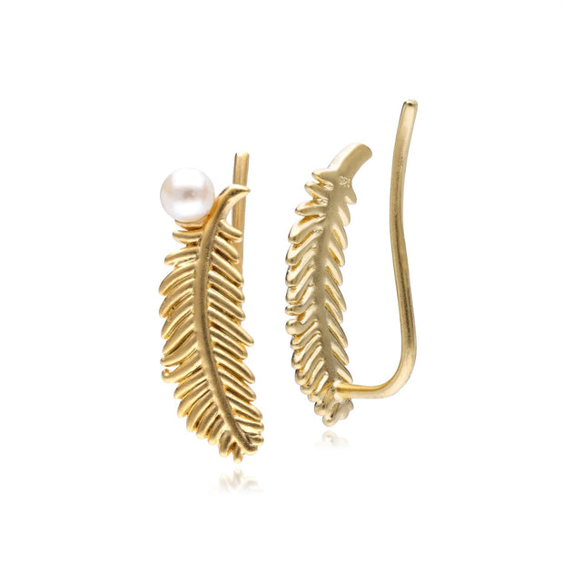 Boucles d'Oreilles Plumes ECFEW™ 'The Unifier' Perles de Culture et Diamant