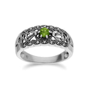 gemondo Bague Péridot, argent sterling Peridot & MARCASSITE Simple Art Nouveau Bague - Péridot