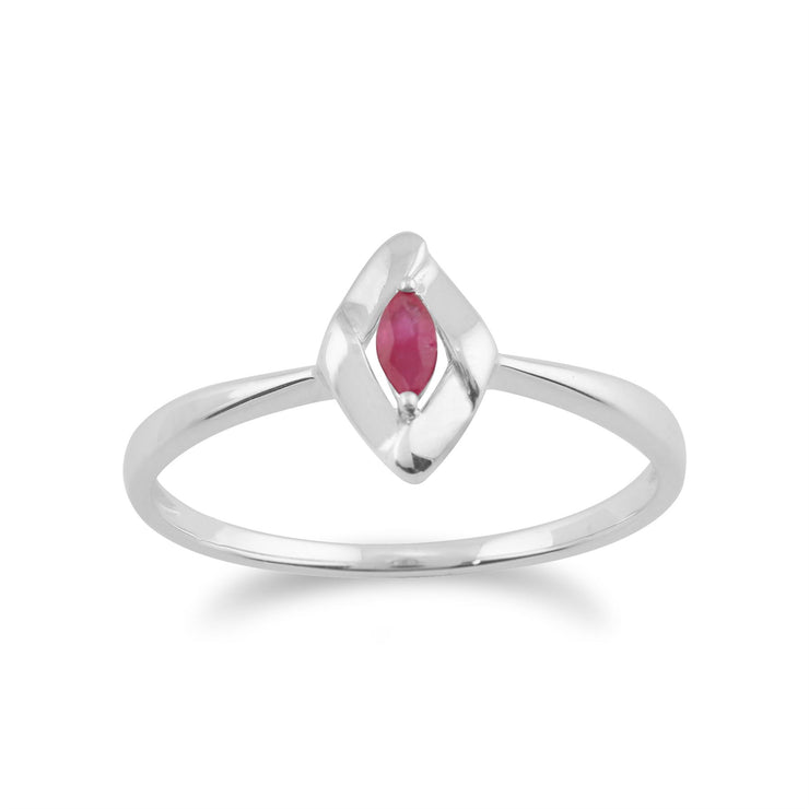 Gemondo Bague Rubis, 925 Sterling Silver 0.10ct Rubis Croisé Bague
