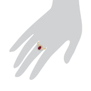 Gemondo Bague Rubis, 9ct or Jaune 1,06 CT Rubis & Diamant Ovale Bague