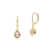 Boucles d'Oreilles Classique Pendantes Or Jaune 375 avec Morganite Poire