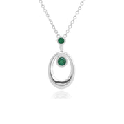 Pendentif et Boucles d'Oreilles Pendantes Classique Argent 925 Emeraude Ovale Halo serti Clos