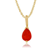 Boucles d'Oreilles Clou et Pendentif Classique Or Jaune 375 Opale de Feu Poire
