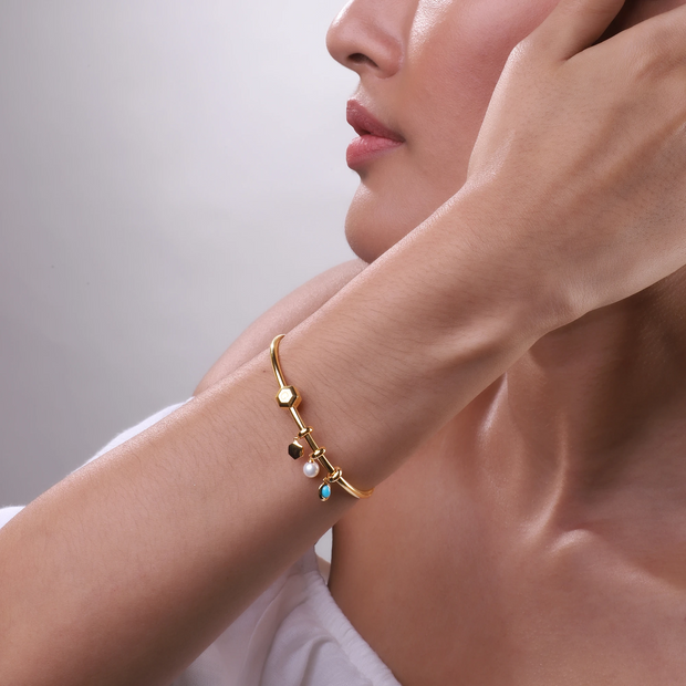 Charm's Collection Achievement Turquoise "Pierre de la Protection" Argent 925 Plaqué Or Jaune