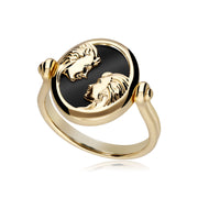 Bague Zodiaque Gemeau Onyx Noire