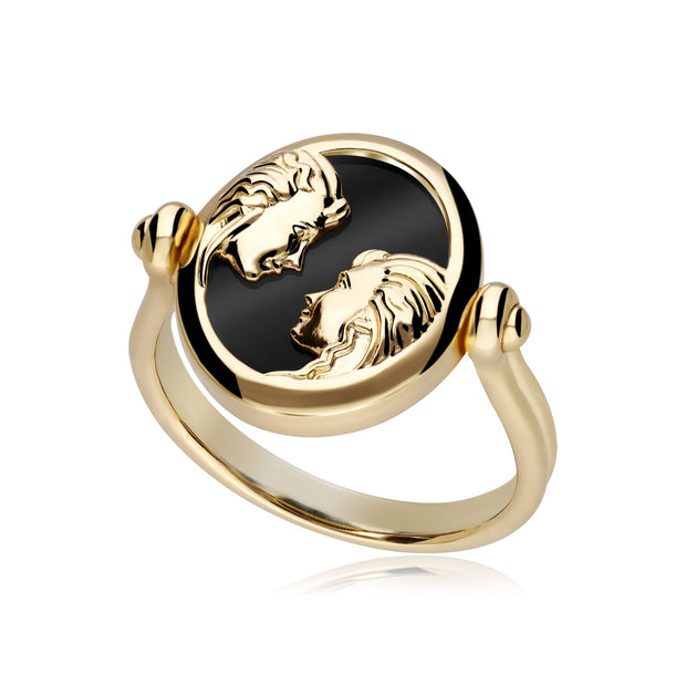 Bague Zodiaque Gemeau Onyx Noire