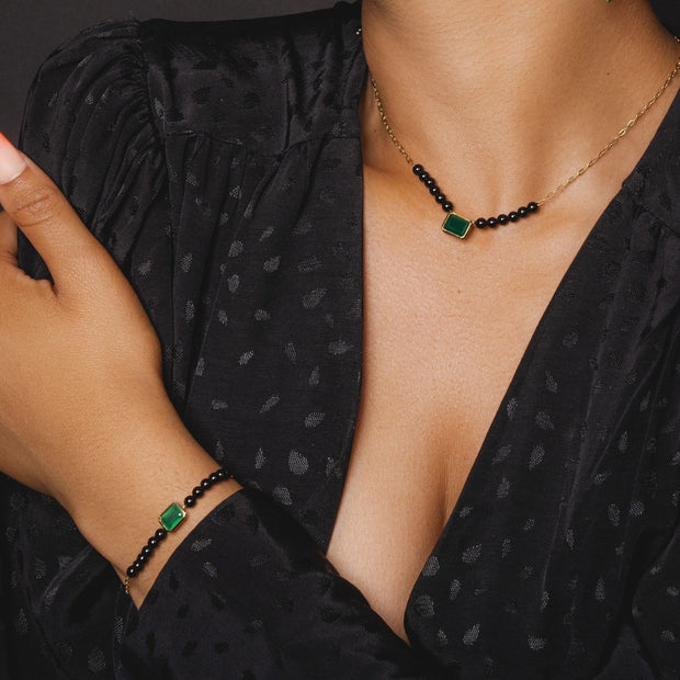 Gemondo Collier ECFEW™ 'The Unifier' Onyx et Calcédoine Verte Teinte