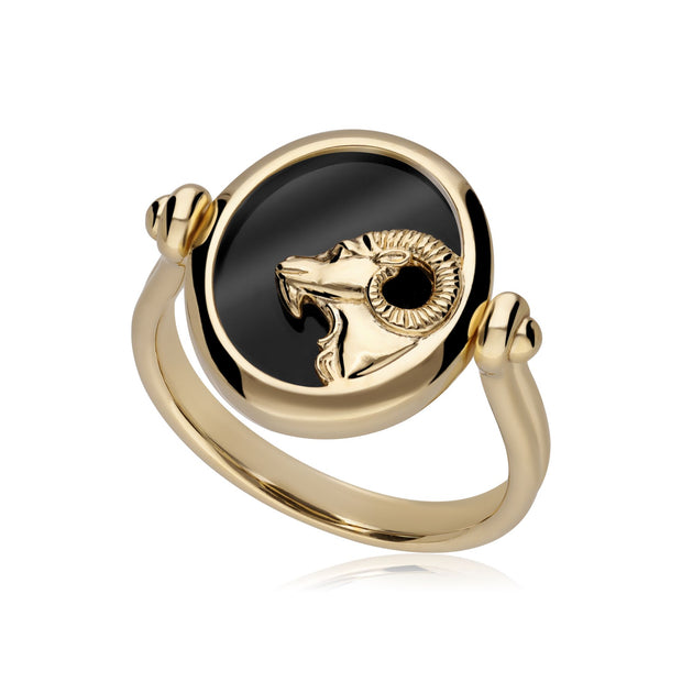 Bague Zodiaque Bélier Onyx Noire